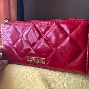 Joy & Iman Glossy Red Quilted wristlet